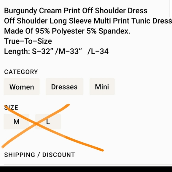 Burgandy cream print off the shoulder dress - Picture 2 of 2